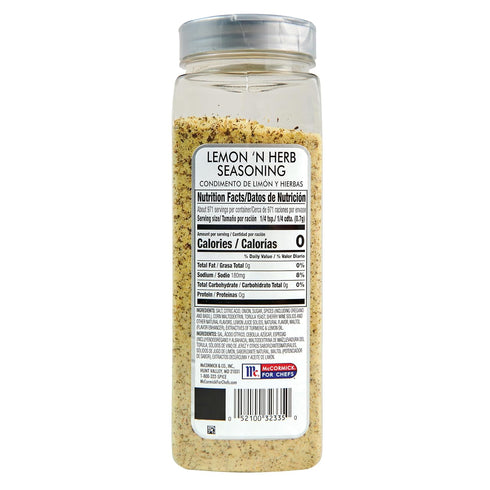 McCormick Culinary Lemon 'N Herb Seasoning, 24 oz - One 24 Ounce Container of Lemon Herb Seasoning with Citrus and Savory Flavors, Best with Vegetables, Seafood, Sauces and More