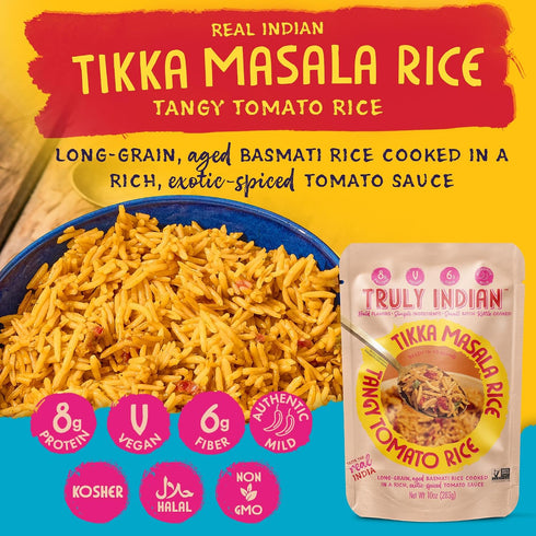 6-Pack Truly Indian Tikka Masala Rice | Long-Grain, Aged Basmati Rice | Authentic Traditional Indian Food, Rice Dishes