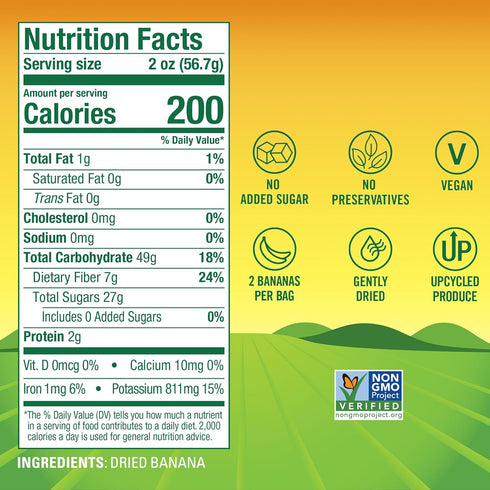 100% 2 oz (Pack 4) BranchOut Chewy Banana Slices, No Added Sugar, Fruit, Better than Freeze Dried Banana Chips, Healthy