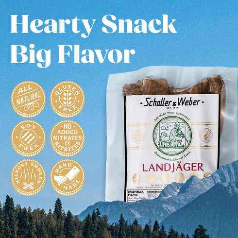 10 Oz (Pack 1) Schaller & Weber Landjaeger Smoked German Sausage, of | Hickory Smoked All Natural Cured Meat, Gluten