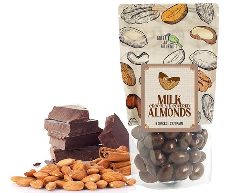 Green Jay Gourmet Milk Chocolate Covered Almonds - Premium Chocolate Candy Snacks