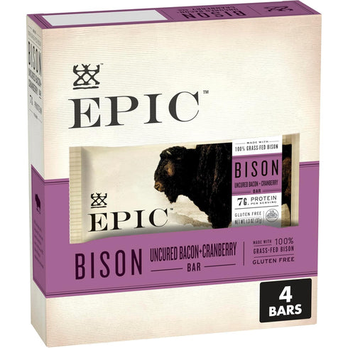 EPIC Bison Bacon Cranberry Bars, Paleo Friendly, Gluten Free, 4 ct, 1.3