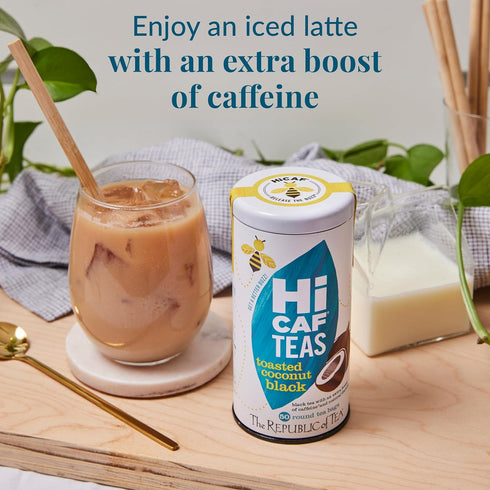 50 The Republic of Tea HiCAF Toasted Coconut Black Tea, Tea Bags, High in Caffeine