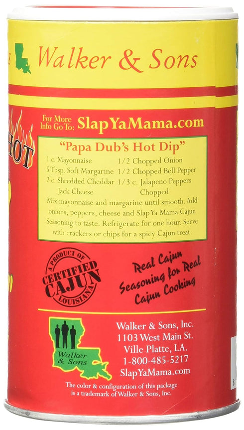 Slap Ya Mama Cajun Seasoning from Louisiana, Hot Blend, No MSG and Kosher, 8 Ounce Can, Pack of 3