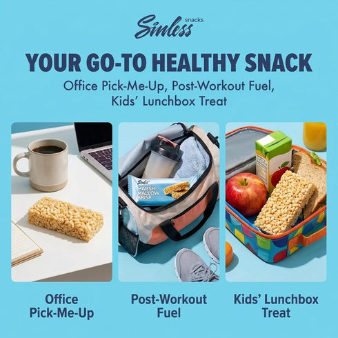 10g 2g 8 Sinless Snacks Delicious Marshmallow Krisp Bar - Low Carb Keto Snack - Protein Net Carbs - New Improved