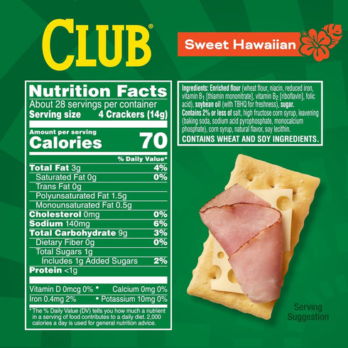13.7oz (1 Club Crackers, Lunch Snacks, Snack Crackers, Sweet Hawaiian, Box Box)