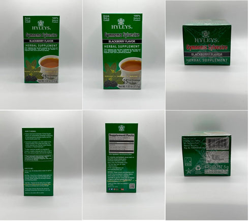 Hyleys Gymnema Sylvestre with Green Tea, Blackberry Flavor, 25 Tea Bags, Herbal Supplement