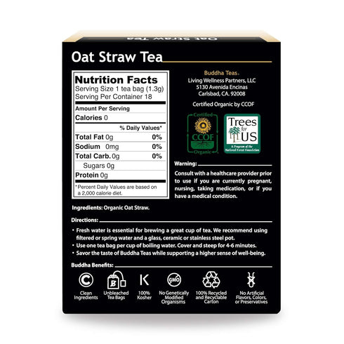 Wellbeing 18 (Pack 1) Buddha Teas - Organic Oat Straw Tea - Herbal Tea - For Health & - With Antioxidants & Minerals