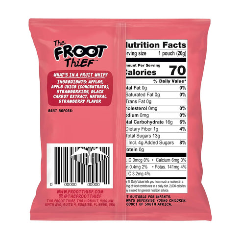 Pack, 10xStrawberry, 10xMixed The FROOT Thief Real Fruit Snack Whips BIG Variety Nut Free, Individual Bags for Kids