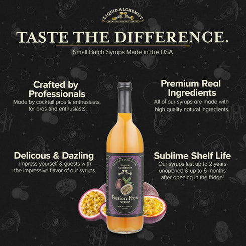 25.4 Oz, Pack 1 Liquid Alchemist Passion Fruit Syrup for Cocktails - Real Ingredients Make our Passion Fruit Syrup