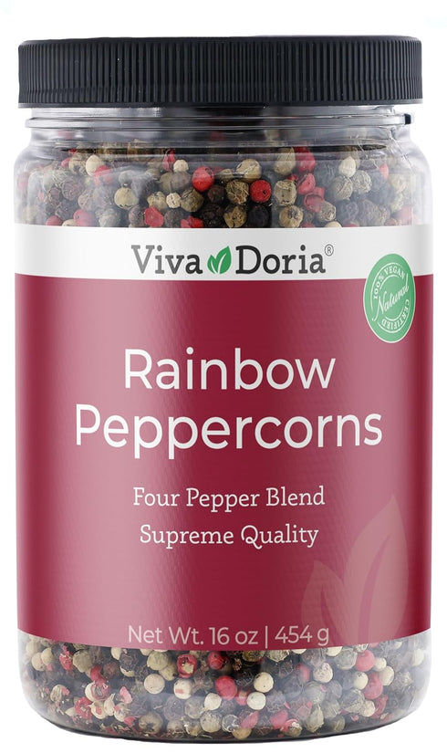 Viva Doria Rainbow Blend Peppercorn, Steam Sterilized Whole Black/Green Pepper, Whole Pink/White