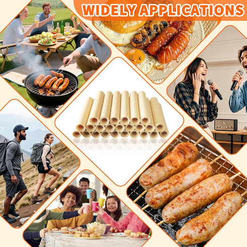 30mm 15m/49ft,1 HAIKISS Collagen Sausage Casing,HALAL Edible Drying Sausage Casings for Hot Dog,Breakfast Sausage