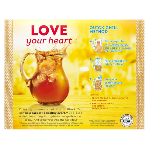 5.9 oz 72 Count Lipton Tea Bags For a Iced or Hot Tea Organic Black Tea Iced or Hot Tea that Can Help Support a Healthy