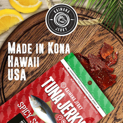 2 3's, (2 (Pack 2), Kaimana Ahi Tuna Jerky Sriracha Ounce - Paleo Style - Premium Fish Jerky Made in the USA. High