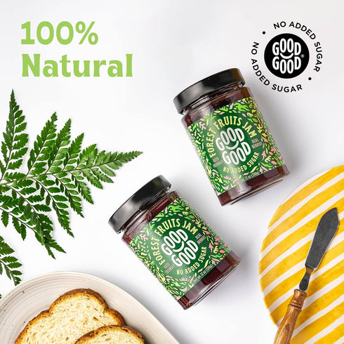 12oz 330g (Pack 1) Good Good Forest Fruit Jam - No Added Sugar - Low Calorie - Gluten Free and Vegan - Diabetic
