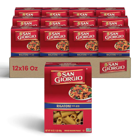 San Giorgio Rigatoni Pasta, 12-Pack (16 oz Each) Authentic Italian-Style Tube Pasta