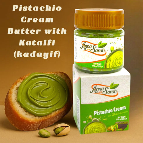 Set 7.75 oz (220 Pistachio Butter Spreadable Cream with Kataifi (Kadayif) gr), Ready for Filling, in Glass Jar, Rich