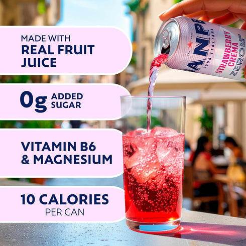 0g 24-Pack Sanpellegrino Soda Italiana Strawberry Crema Italian Sparkling Drink, Added Sugar, Real Fruit Juice, Italian