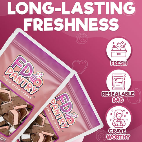 2 Pack 2.5oz 2 Freeze Dried Icecream Neapolitan Candy - Crunchy & Sweet Strawberry, Chocolate and Vanilla Icecream