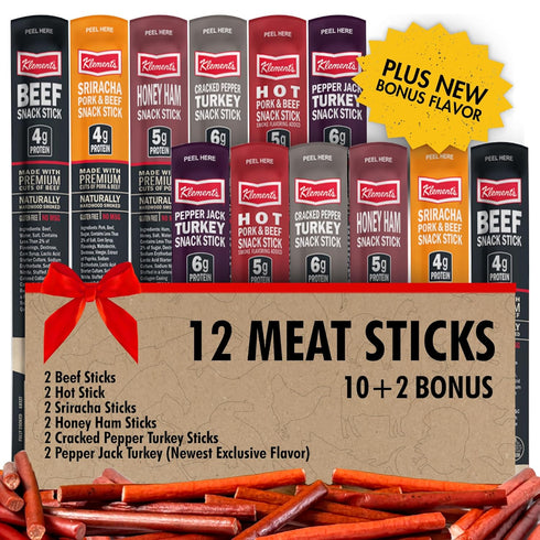 Jerky.com 12-Pack Meat Stick Variety Pack - Includes Bonus Pepper Jack Turkey