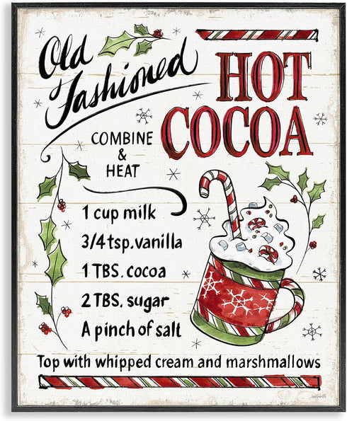 Stupell Industries 'Old Fashioned Hot Cocoa Recipe', Framed Giclee Art, Black, 16