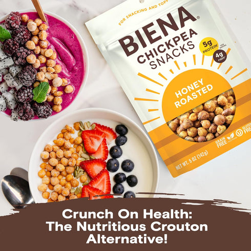 8-Pack, 5 BIENA Chickpea Snacks - Crunchy Roasted Chickpeas - High Fiber Protein Snacks for Adults and Kids - Ounce
