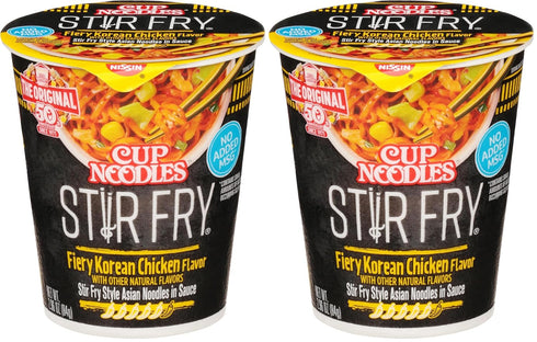 Nissin Cup Noodles Stir Fry Noodles in Sauce, Fiery Chicken, 2.96 Ounce