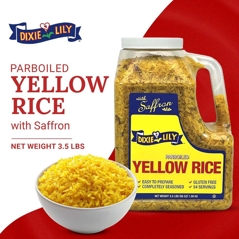 3.5lb Dixie Lily - Yellow Rice Dinner - Long Grain Parboiled With Vegetables, Turmeric, Mexican Saffron, Flavorful