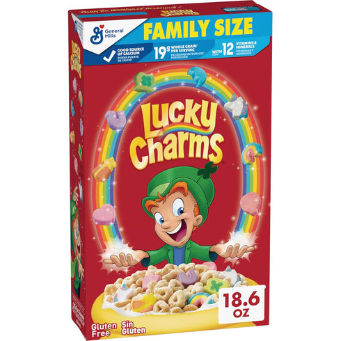 Lucky Charms Gluten Free Cereal with Marshmallows, Kids Breakfast Cereal, Made with