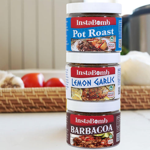 3 Pack InstaBomb | Jar Variety - Barbacoa, Lemon Garlic and Pot Roast | Premium Spice Bombs with All Clean Ingredients.