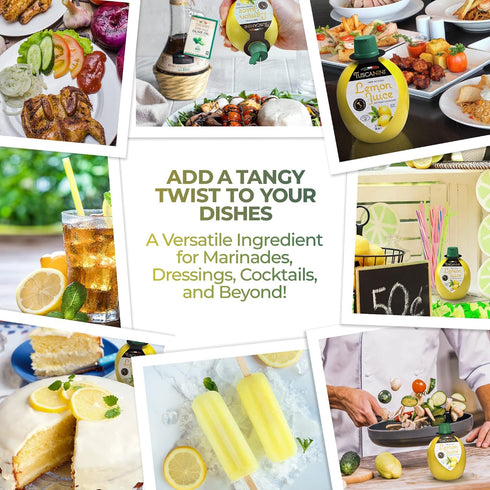 100% 6.7oz Tuscanini Sicilian Lemon Juice, Not from Concentrate, Lemon Shaped Convenient Squeeze Bottle | No Water