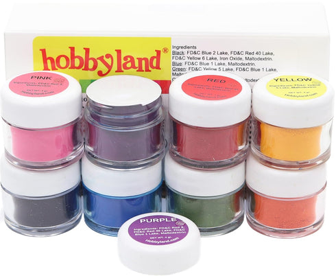 Set, 8 4 Hobbyland Powder Food Color Kit, Professional Powder Food Coloring Colors, Gram Jars
