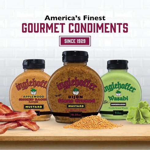 10.25oz. Inglehoffer Dijon Stone Ground Mustard Zesty Whole Grain Dijon Made with Wine & Herbs