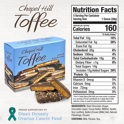 (5 Chapel Hill Pecan and Dark Chocolate Toffee, Natural and Gluten Free, Delicious Toffee Squares Ounce)