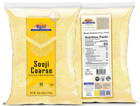 64oz (4lbs) 1.81kg Rani Sooji Coarse (Farina, Suji, Rava, Rawa, Wheat Semolina) Flour Bulk ~ All Natural | Vegan |