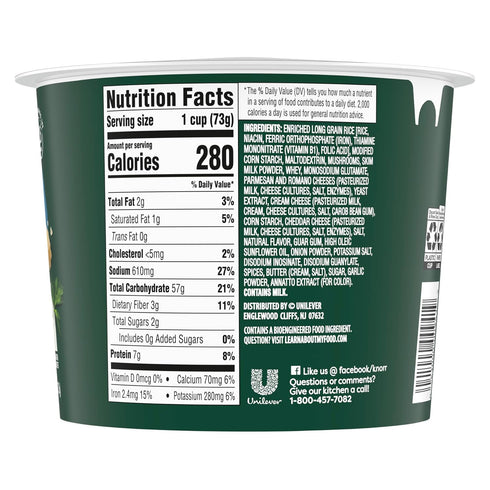 3 8 2.6 oz Knorr Rice Cup Cheese Mushroom Risotto ct Delicious Rice Dish No Artificial Flavors or Preservatives