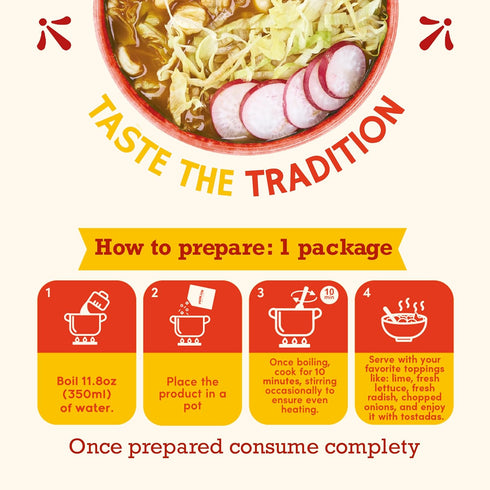 POZOLAZO Pozole Pozole 2-Serving | Instant Soup | Mexican Pork | Real Freeze-Dried Meat | Box | Authentic Hominy