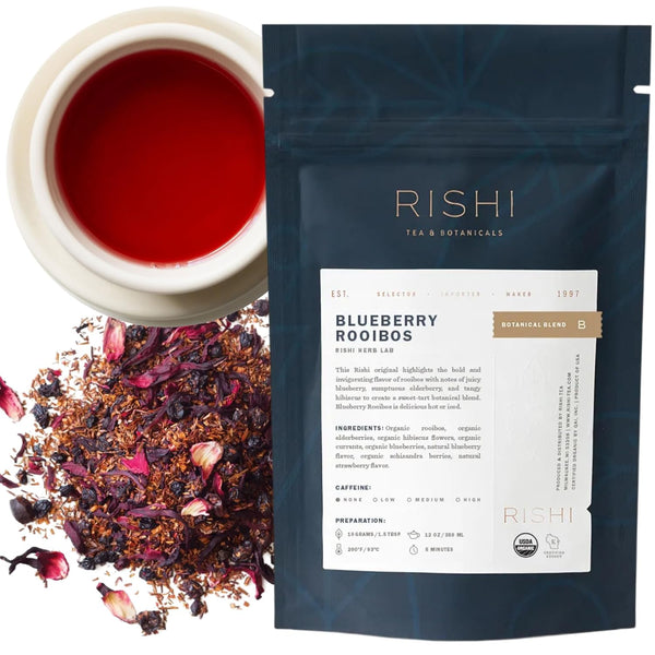 Rishi Tea Blueberry Rooibos Herbal Tea - Organic, Caffeine Free Loose Leaf