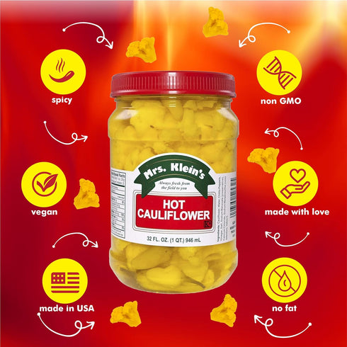 Mrs Kleins Cauliflower Bites | Hot & Spicy cauliflower florets | Unique salad toppings | Low Carb Snack | Vegan snack |