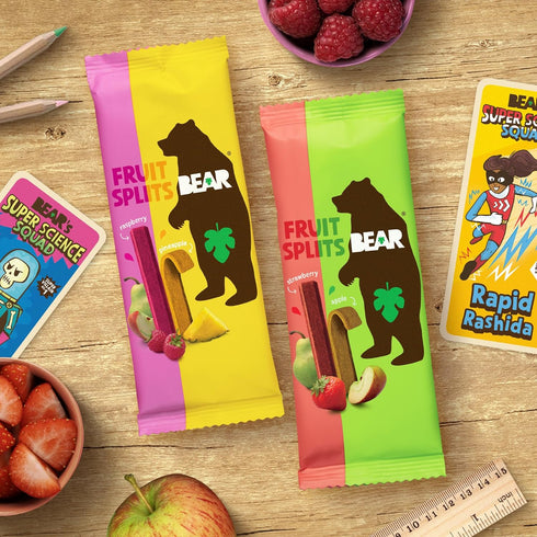 Pack 0.7 (Pack 20) BEAR Real Fruit Snack Splits - Gluten Free, Vegan, and Non-GMO - Variety (Apple/Strawberry