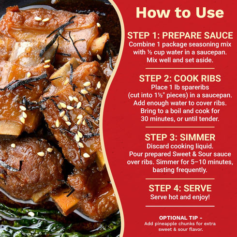 1.5 oz Packet (Pack 12) NOH Chinese Sweet & Sour Spareribs Seasoning Mix, of - Classic Chinese Sweet and Sour Sauce