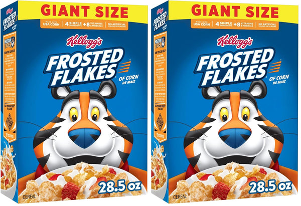 Kellogg's Frosted Flakes Breakfast Cereal, Fat Free, Giant Size, 28.5 oz (Pack