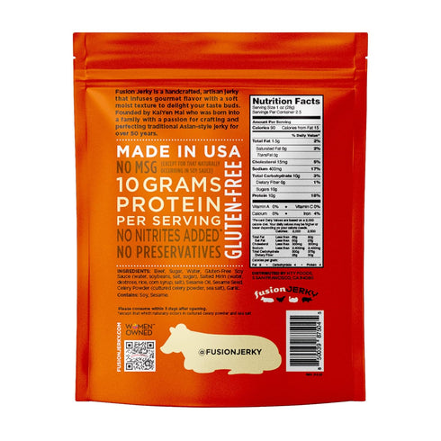 2.5 oz 10g Fusion Jerky Artisan Beef Jerky, Japanese BBQ, - All Natural, Protein, Premium USA Sourced Meat, Gluten