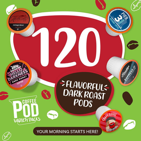Packs 2.0 Pack, 120 Count (Pack 1) Coffee Pod Variety Dark Roast Sampler, Assorted, Compatible with K-Cup Brewers