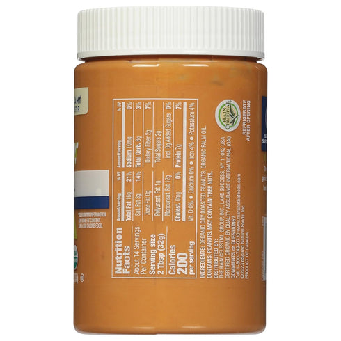 16 MaraNatha Organic Creamy Peanut Butter Spread, No Stir, Natural, No Sugar or Salt Added, Gluten Free, Ounce Jar