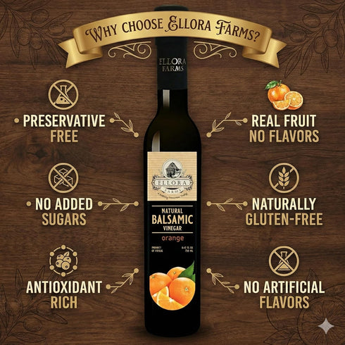 Pack Pack 2 Ellora Farms, Combo Fresh Orange and Peach Infused Balsamic Vinegar Crme, All-Natural, No- Additives