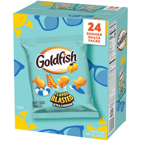 24 Summer Packs Goldfish Flavor Blasted Xtra Cheddar Cheese Crackers, Snack