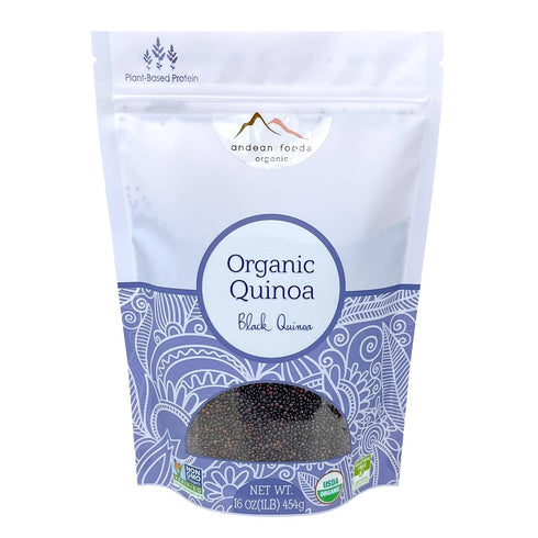 Andean Foods Organic Black Quinoa PREMIUM QUALITY Superfood Grain Non-GMO, Gluten Free, Vegan, 1 lb,