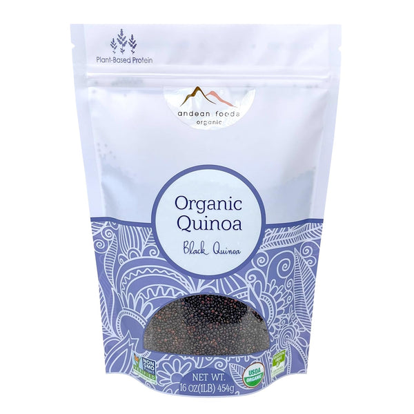 Andean Foods Organic Black Quinoa PREMIUM QUALITY Superfood Grain Non-GMO, Gluten Free, Vegan, 1 lb,