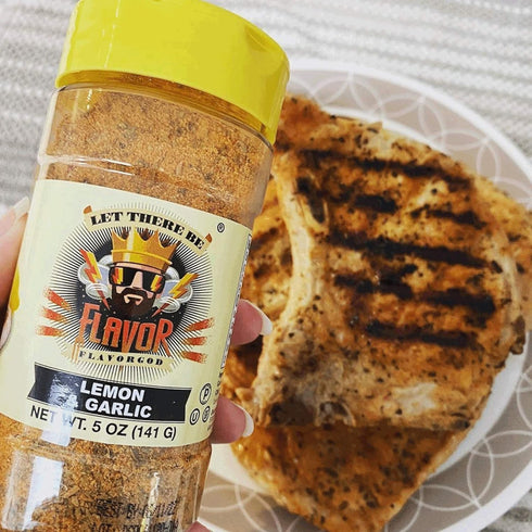 2 Lemon Garlic Seasoning Mix, Bottles by Flavor God - Premium All Natural & Healthy Spice Blend for Chicken, Seafood